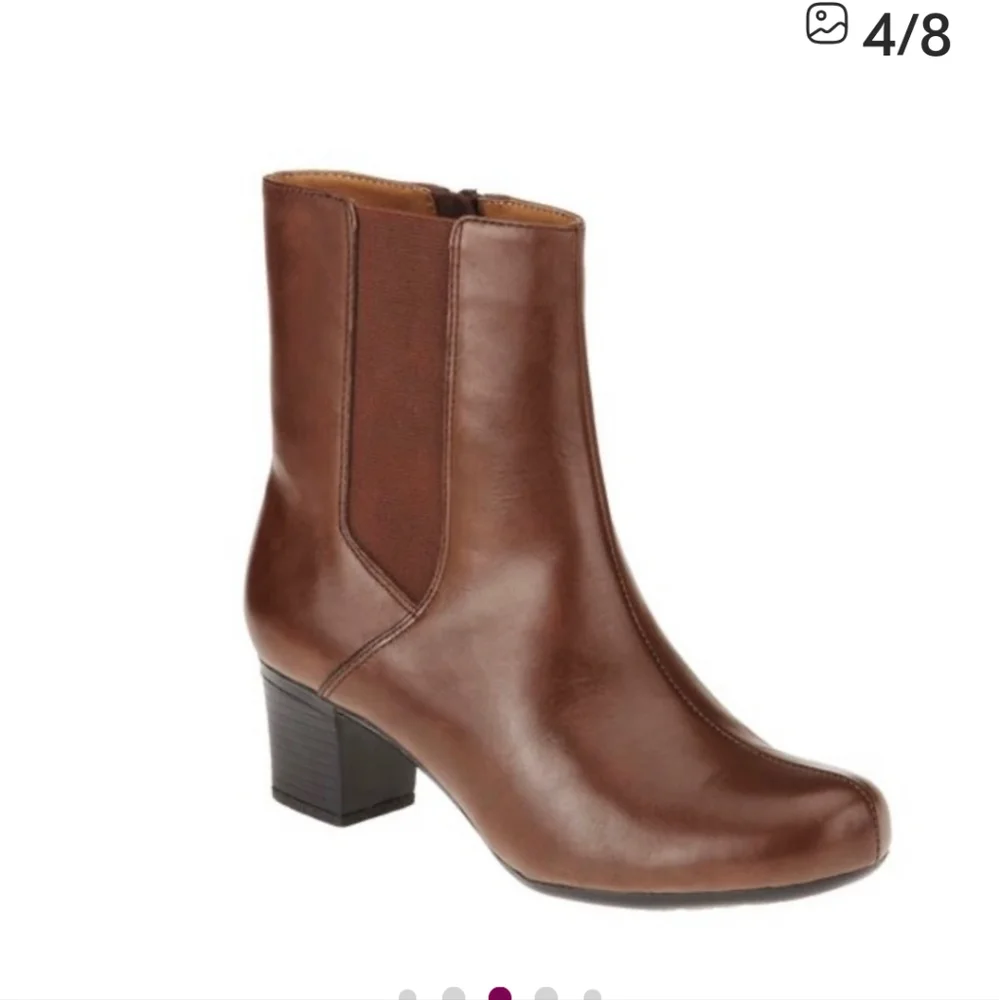 Brown Leather  Midcalf Booties By Walksmart - Picture 8 of 8